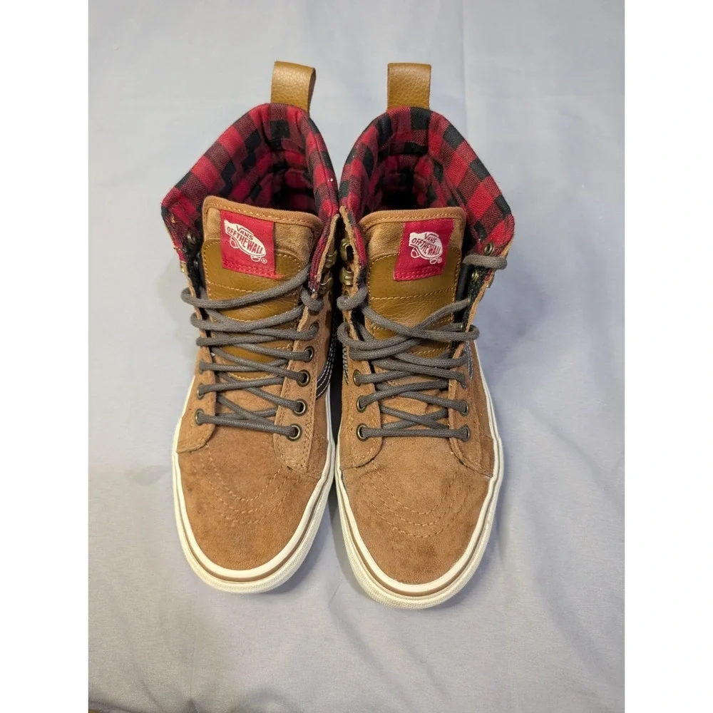Vans‎ Sk8-Hi MTE Scotchgard Shoes Brown Suede Flannel Lined Men\'s 7.5 Women\'s 9 Vans Sk8-Hi MTE Scotchgard Suede | Mercari main image 3